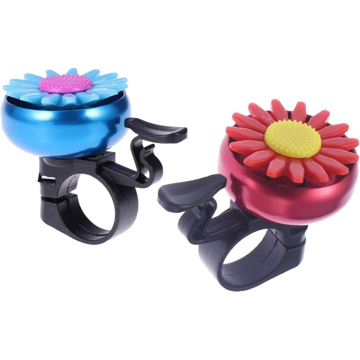 Sonerie bicicleta set 2 piese floarea-soarelui multicolor aluminiu-plastic