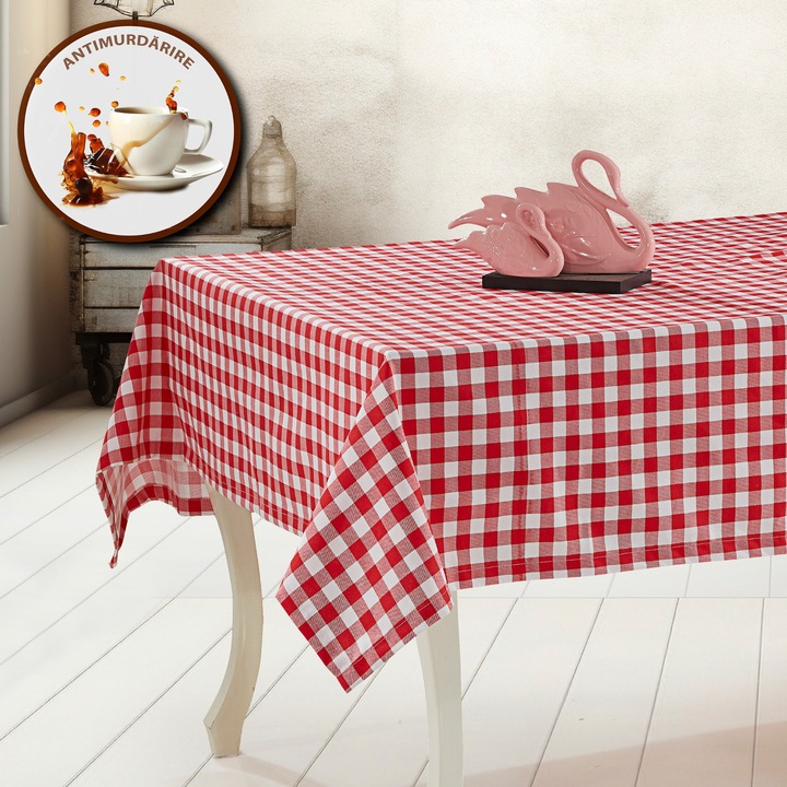 Foltosodásgátló terítő 100% pamut 120x160 cm, piros kockás