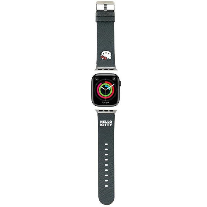 Apple Watch 1/2/3/4/5/6/7/8/9/10/SE/SE 2 38/40/41/42mm szíj, Z77, öko bőr, fekete