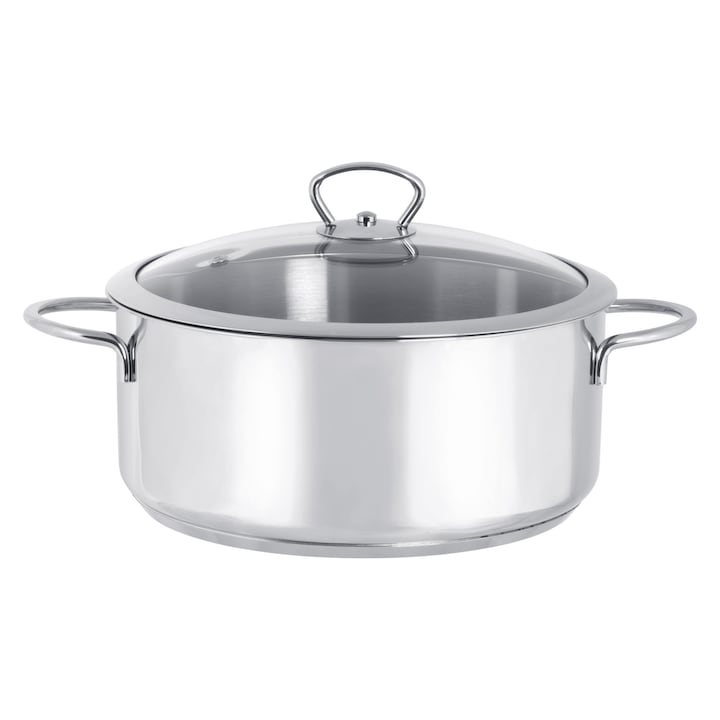 Cratita, Metalac Kulinaria, inox, 24cm, 4.8l, cu capac din sticla