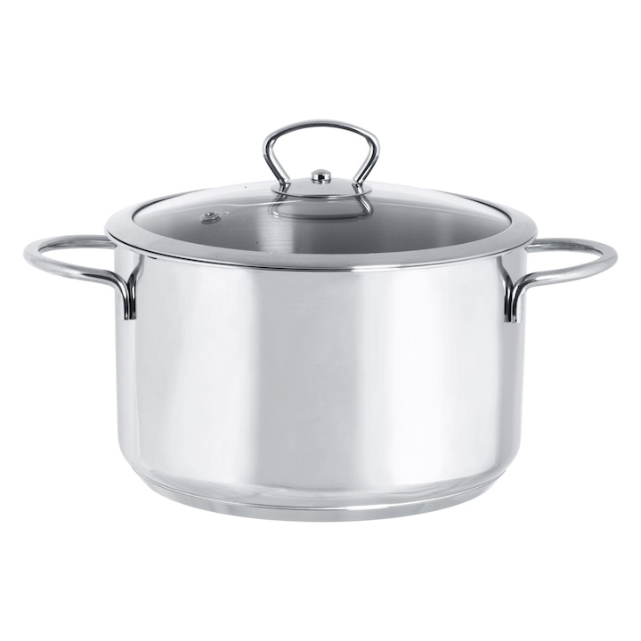 Oala 3.8l cu capac din sticla Kulinaria Metalac inox/20cm/3.8l