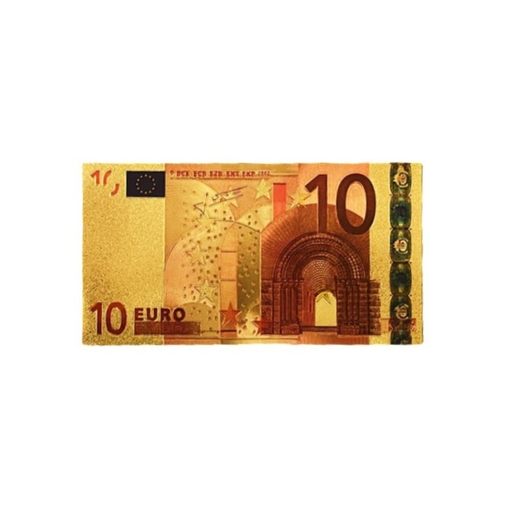 Bancnota aurita din polimer 10 EURO Feng Shui, intreg, cadou decorativ