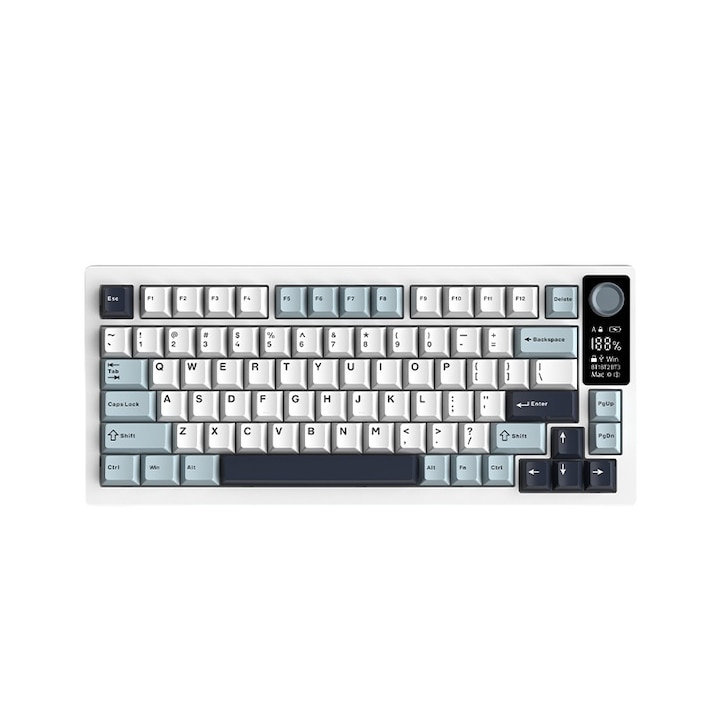 RGB механична клавиатура, 80 клавиша, USB-C/2.4G/Bluetooth връзка, LCD екран, многоцветна