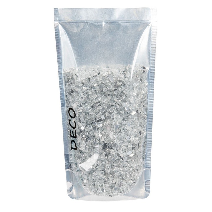 Dekoratív kavicsos tükör fekete átlátszó 1-4mm 400g elrendezésekhez és kézzel készített alkotásokhoz