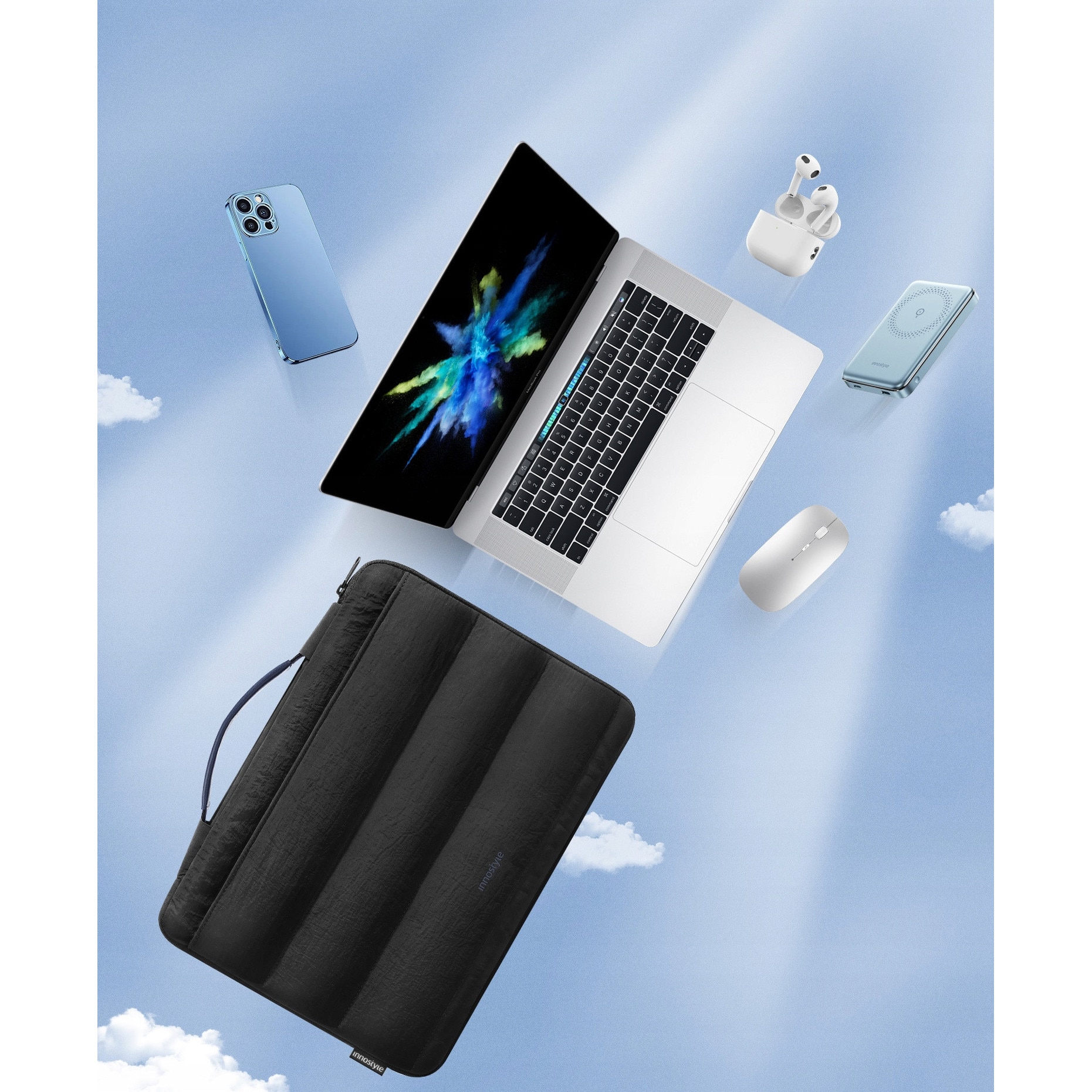 Geanta laptop impermeabila Stratus Sleeve, 15.6-16", neagra, design ergonomic, usoara 350g