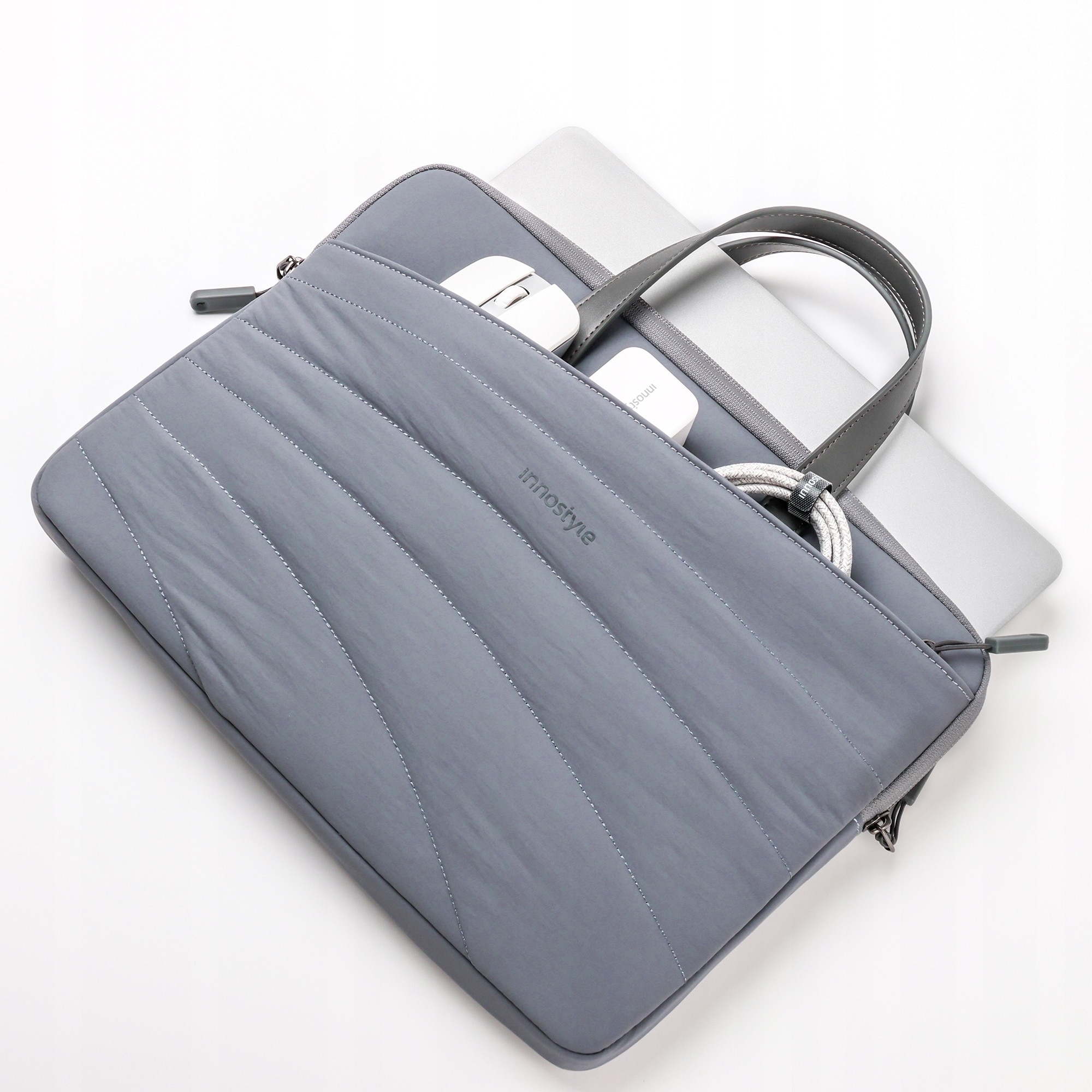 Geanta pentru laptop Innostyle CarryLite Slim impermeabila, 15.6-16", gri, design ergonomic, usoara (380g)