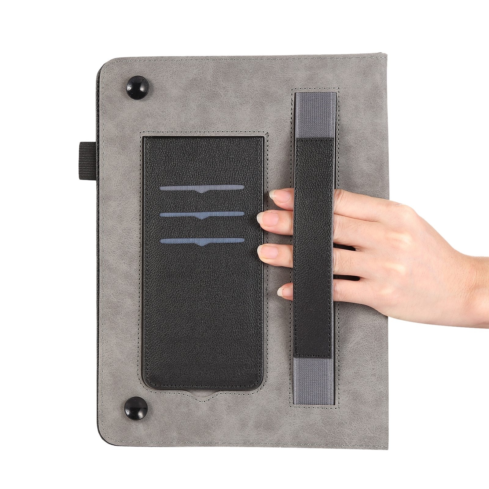 Husa tableta pentru Nokia T10 8.0, piele textura litchi, tip ventuza, culoare neagra