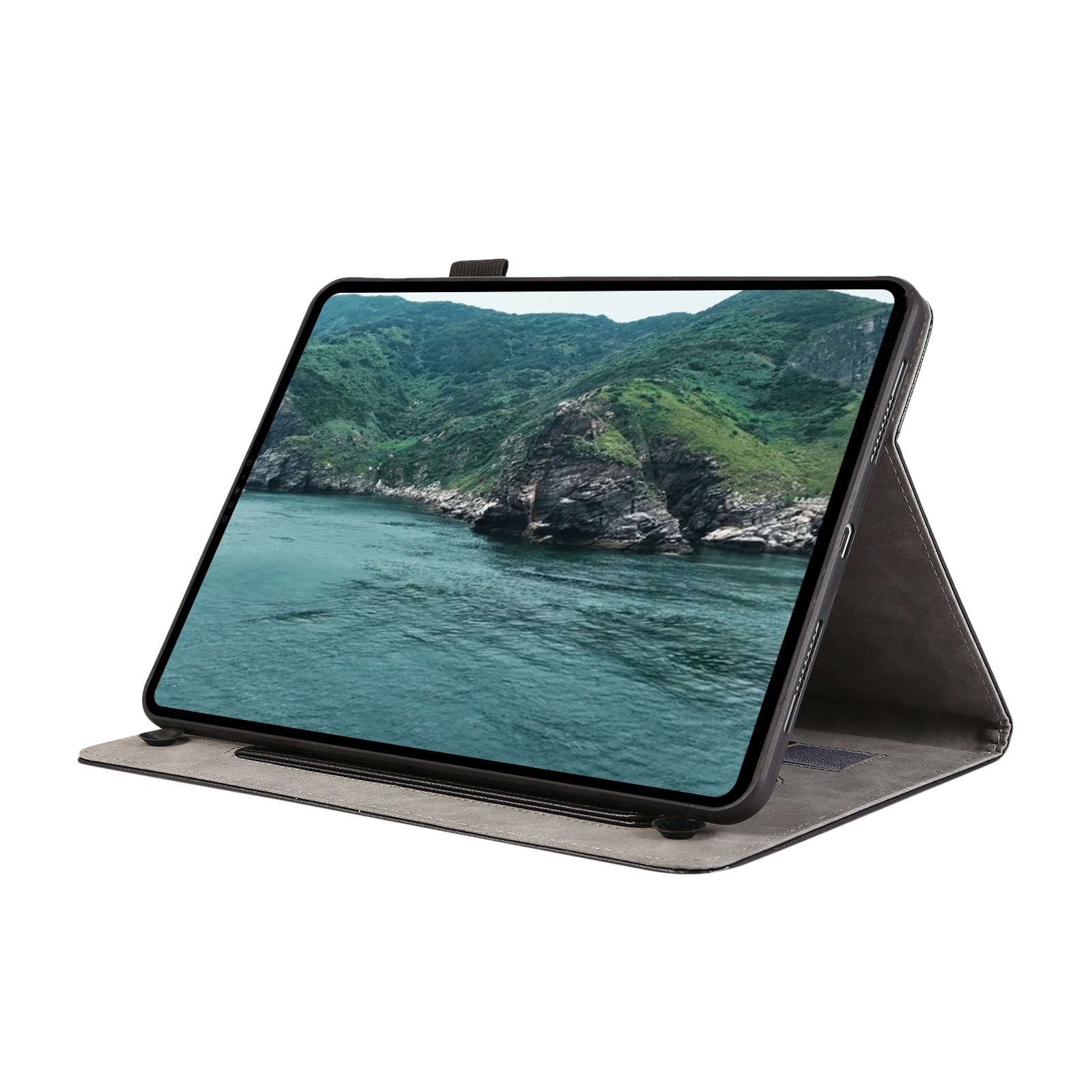Husa tableta pentru Nokia T10 8.0, piele textura litchi, tip ventuza, culoare neagra
