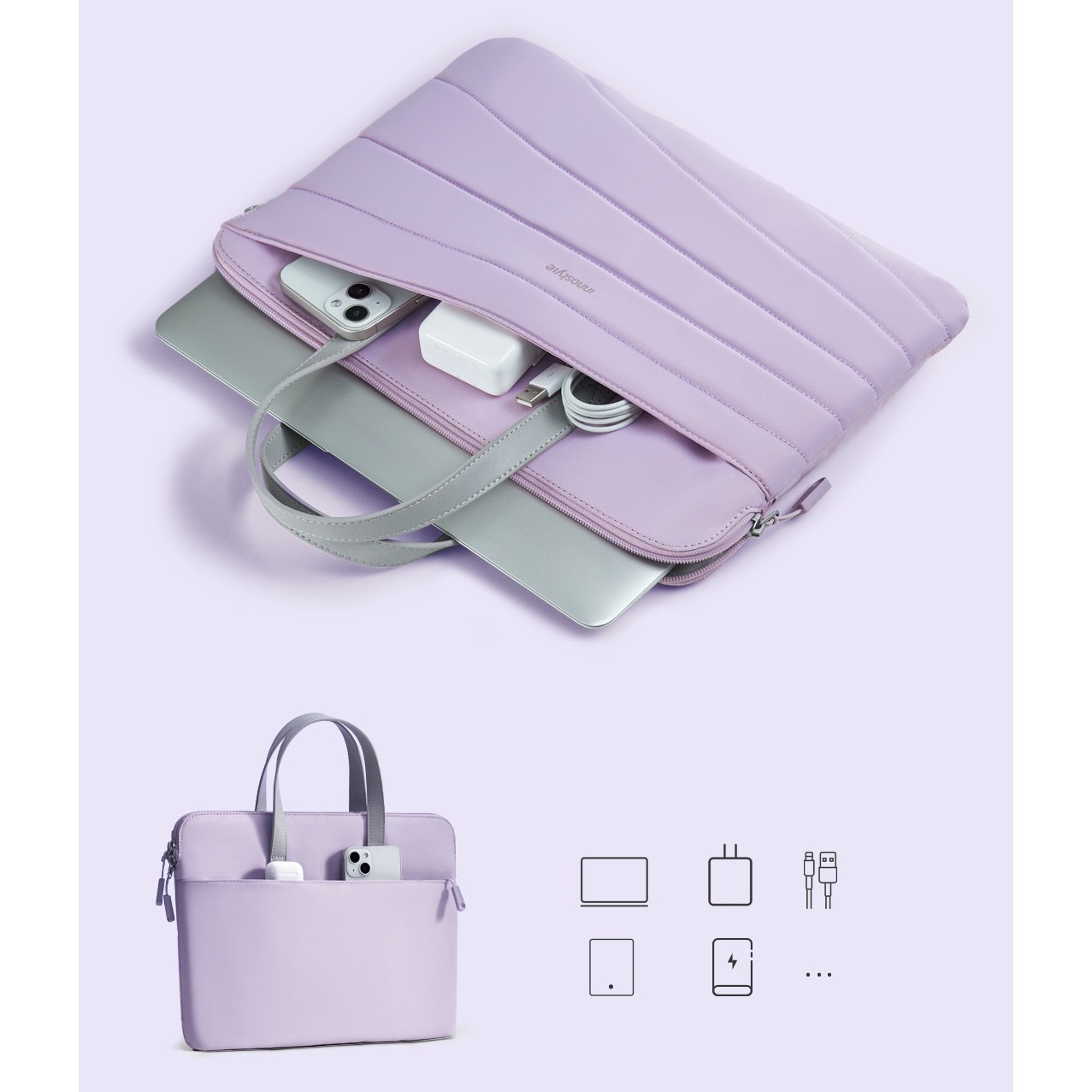 Geanta pentru laptop CarryLite Slim, impermeabila, violet, 15.6-16", design ergonomic, usoara (380g)