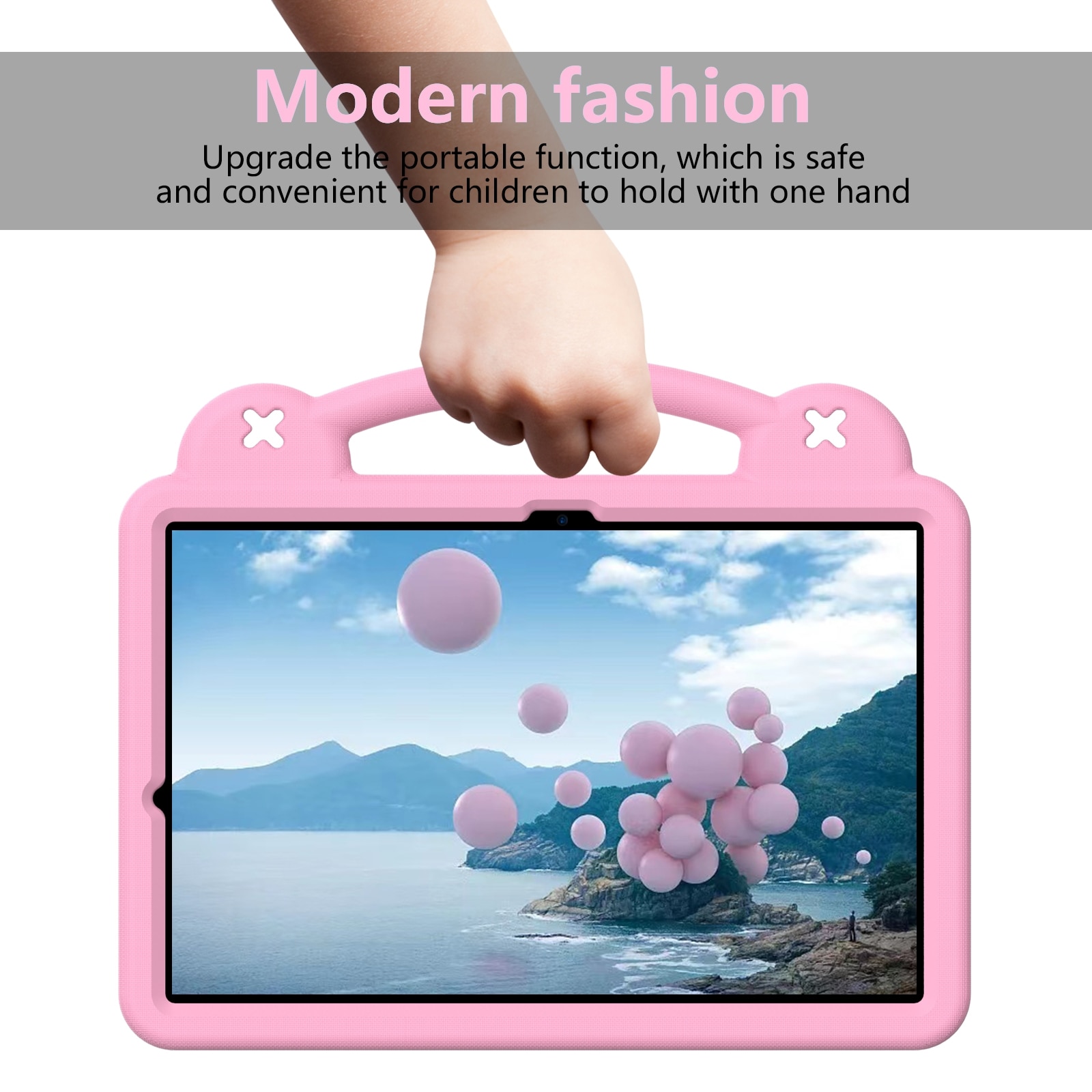 Husa tableta compatibila cu Samsung Galaxy Tab S8+ 12.4 X800/X806, maner cu suport, copii, EVA rezistent la socuri, roz