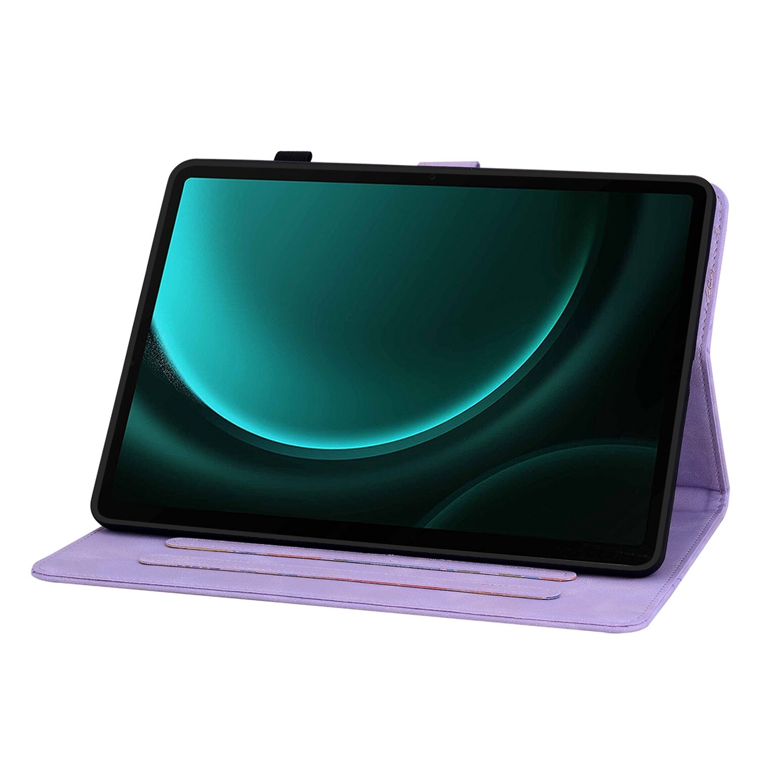 Husa tableta compatibila cu Samsung Galaxy Tab S9 / S9 FE, piele embosata cu design floral, violet