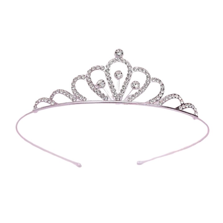 Coroana de Printesa, Danati™ cu stras fermecator, Banda eleganta cu tiara pentru zile de nastere si ocazii speciale, Aliaj de Zinc si cristale, 12.5 x 3.5cm