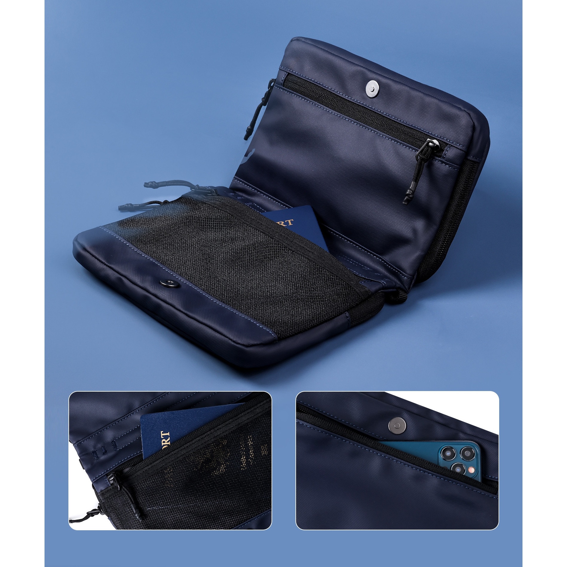Geanta impermeabila Innostyle FlexiCarry, 2L, design ergonomic, material DuPont 1680D, albastru, 23x16x4cm