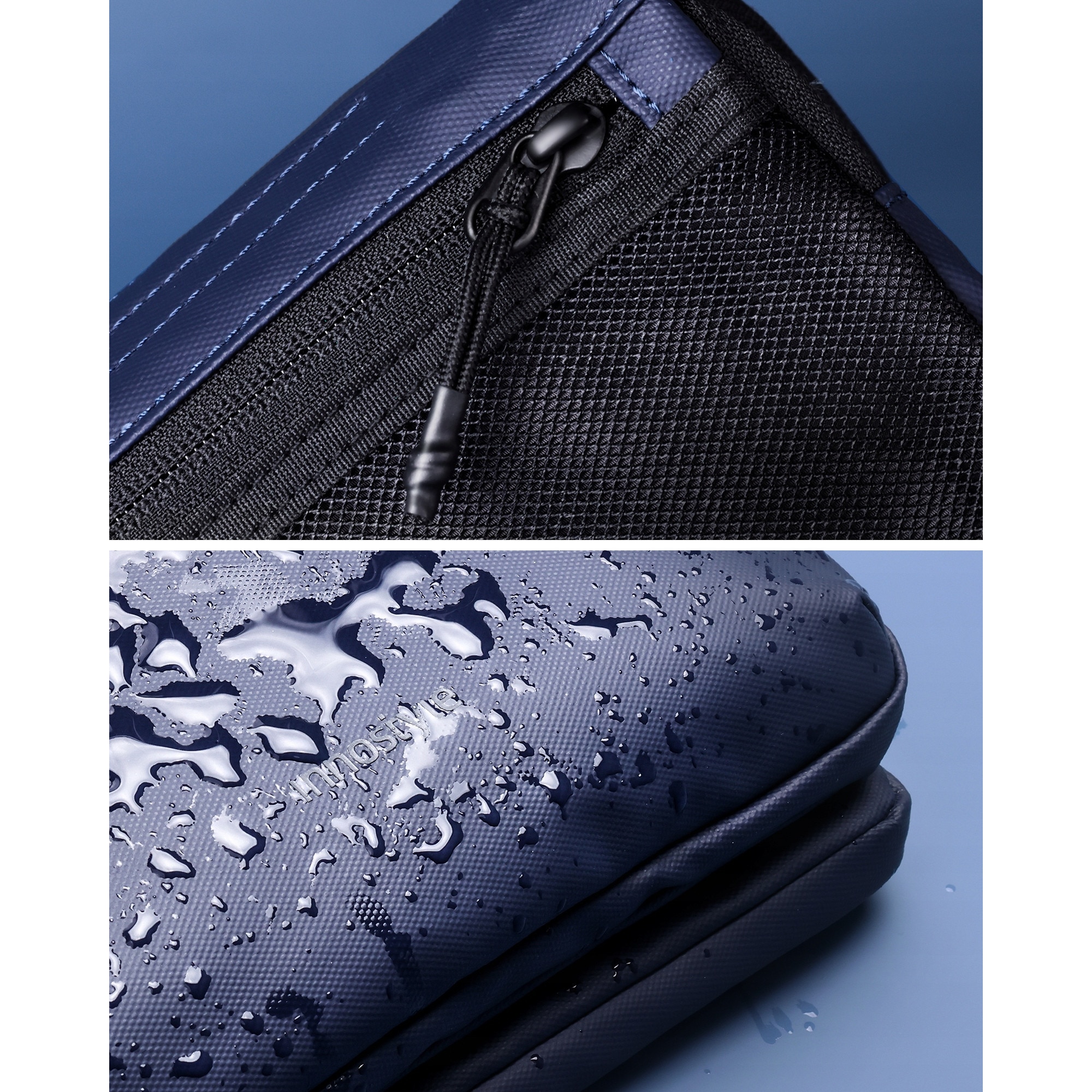 Geanta impermeabila Innostyle FlexiCarry, 2L, design ergonomic, material DuPont 1680D, albastru, 23x16x4cm