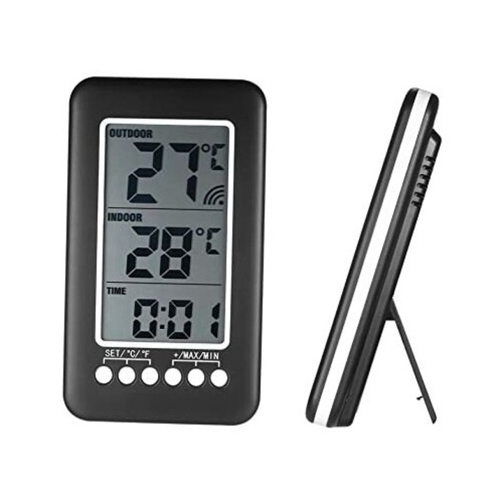 Monitor de temperatura digital pentru interior si exterior, Enforose, prognoze meteo in timp real, senzor de inalta precizie, design versatil