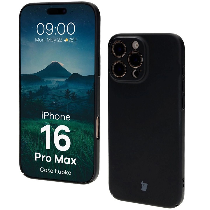 Калъф, Bizon Case Lupka за iPhone 16 Pro Max, Черно