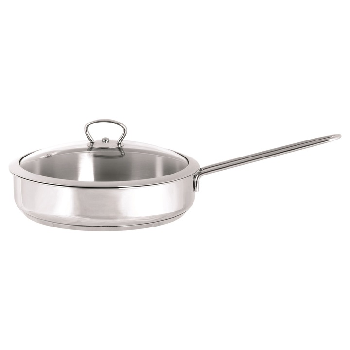 Tigaie 2.4l cu capac din sticla Kulinaria Metalac inox/24cm/2.4l