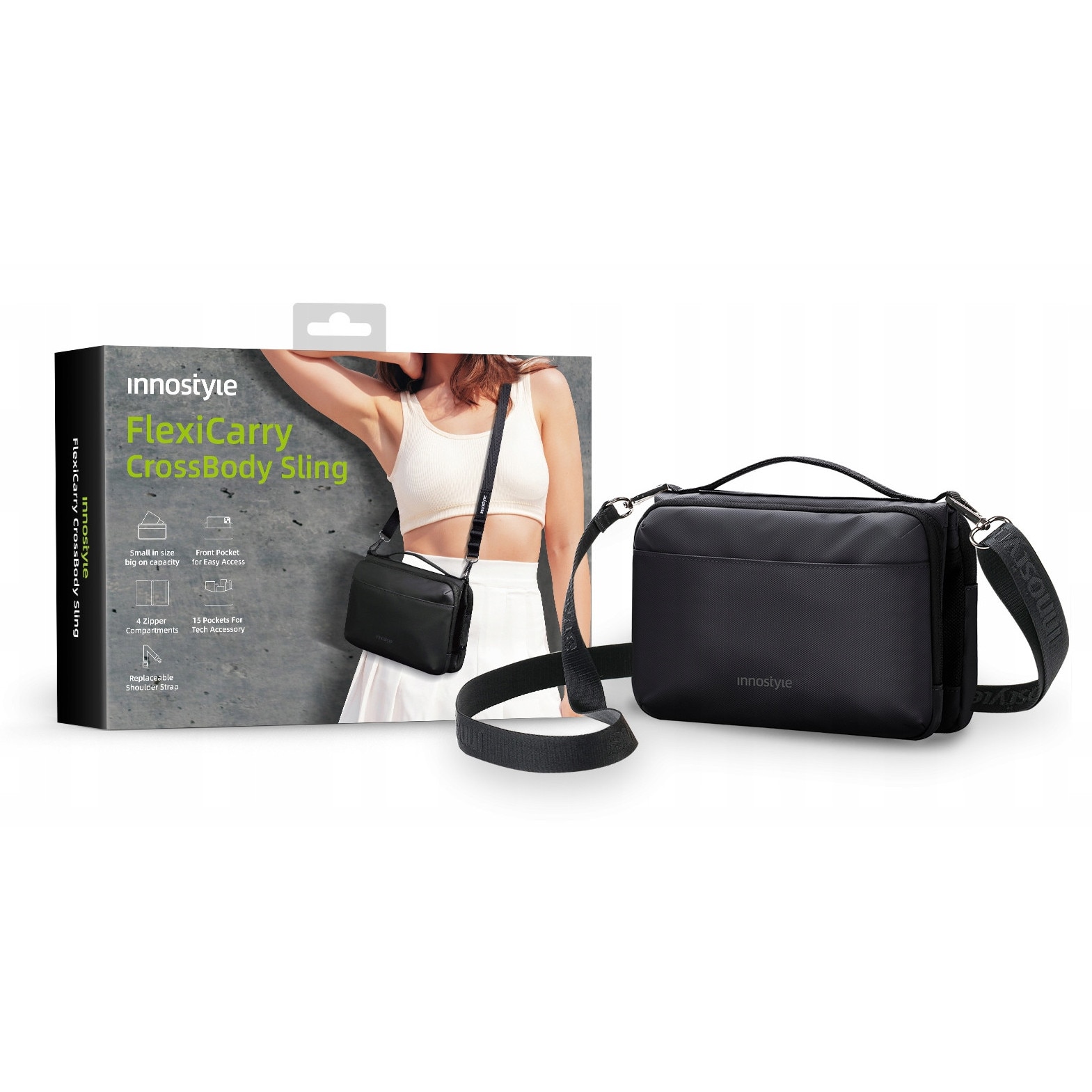Geanta laptop impermeabil de umar FlexiCarry, 2L, design ergonomic, material DuPont 1680D, negru, 23x16x4cm
