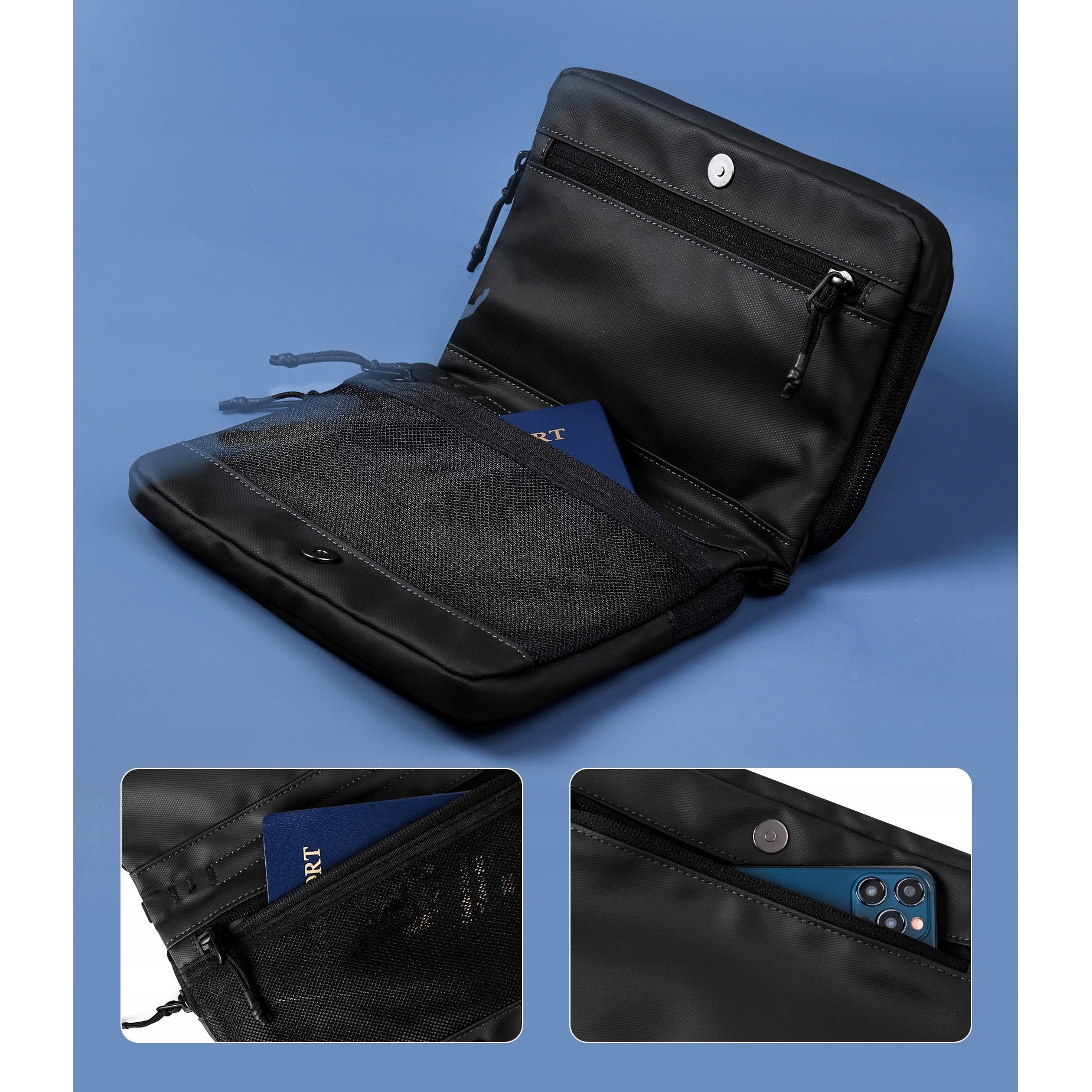 Geanta laptop impermeabil de umar FlexiCarry, 2L, design ergonomic, material DuPont 1680D, negru, 23x16x4cm