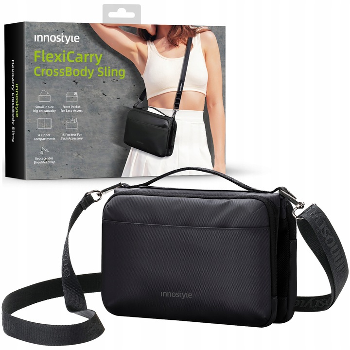 Geanta laptop impermeabil de umar FlexiCarry, 2L, design ergonomic, material DuPont 1680D, negru, 23x16x4cm