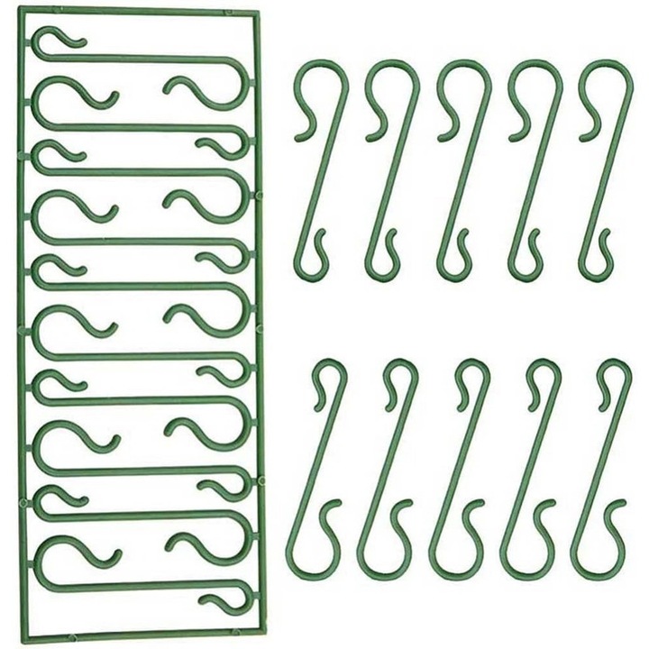 Set 100 carlige reutilizabile pentru globulete de Craciun, verde, 4x1 cm