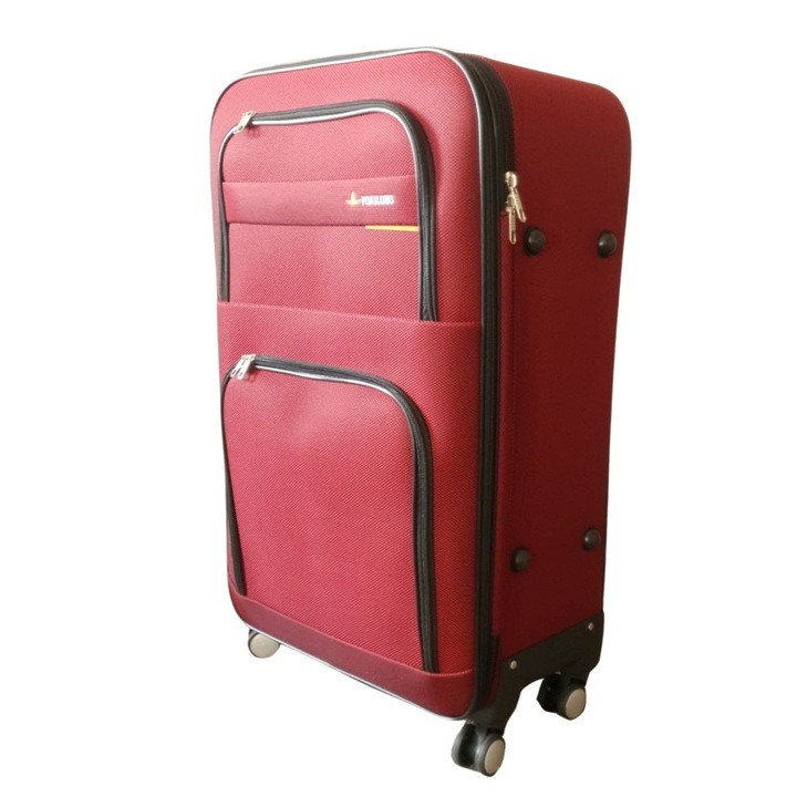 Куфар Naimeed D7175, малък, 4 двойни колела 360 градуса, текстилен материал, кодово заключване, червен, 36x22x55см