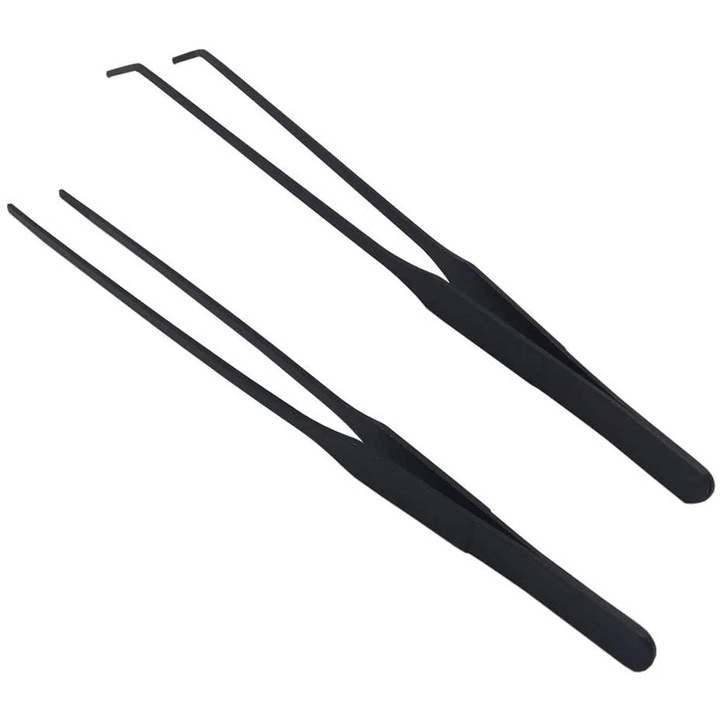Pensete acvariu set 2 piese inox negru 26.5cm drepte curbate