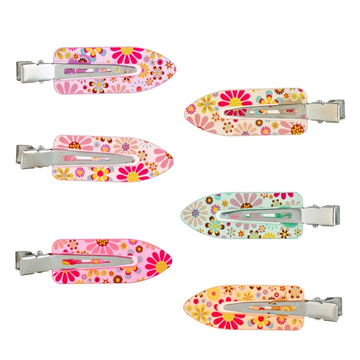 Színes virágos hajcsat készlet gyerekeknek 5 cm - 6 db