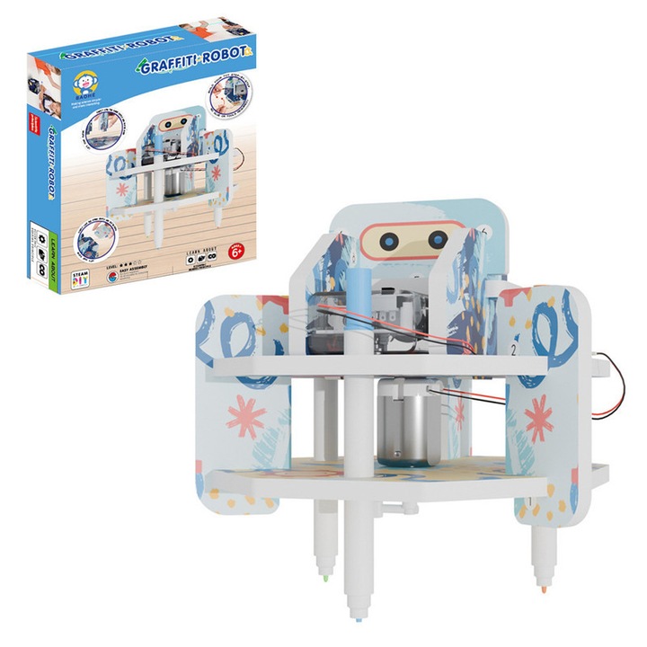 Комплект 3D пъзели Umetoop, модел на графити робот, цветна илюстрация, без лепило, за деца