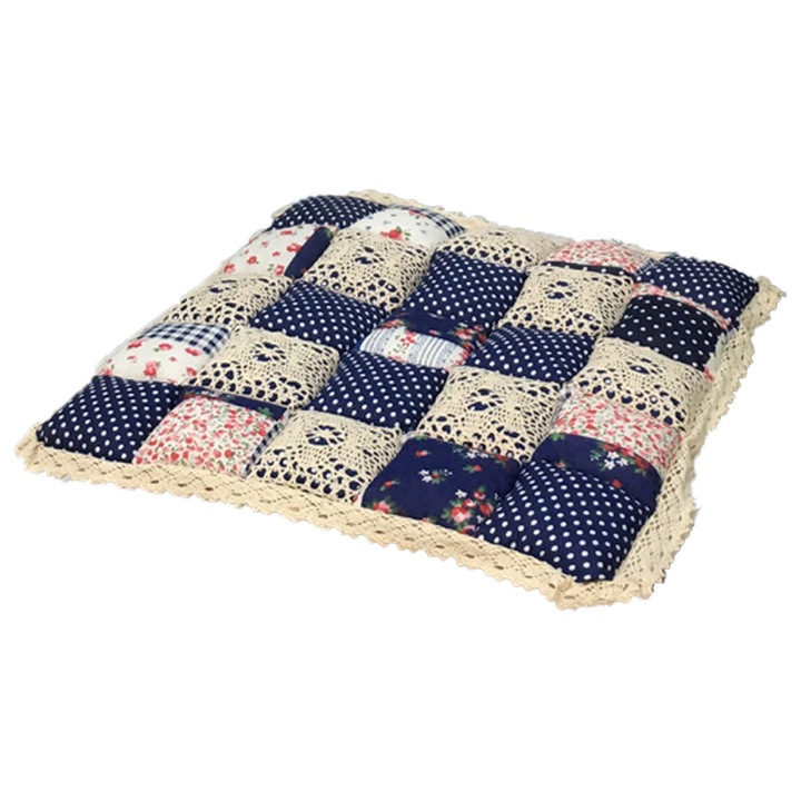 Perne scaun patchwork bumbac poliester antiderapant multicolor 40x40cm