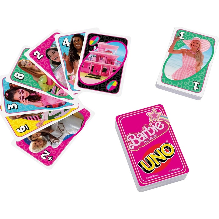 Joc de societate, Barbie, Uno, 2-10 jucatori, 7 ani+, multicolor