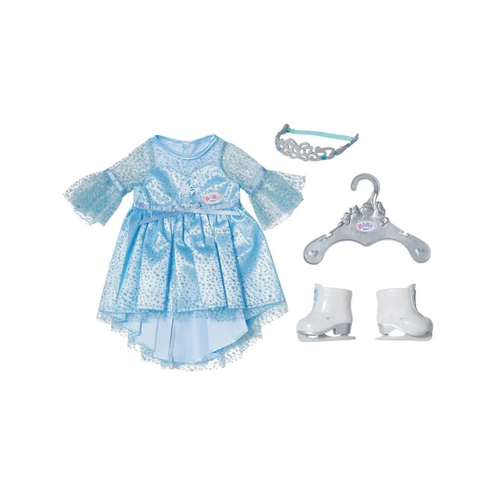 Рокля за кукла, BABY born, с кристали, украсена с корона, 43 см