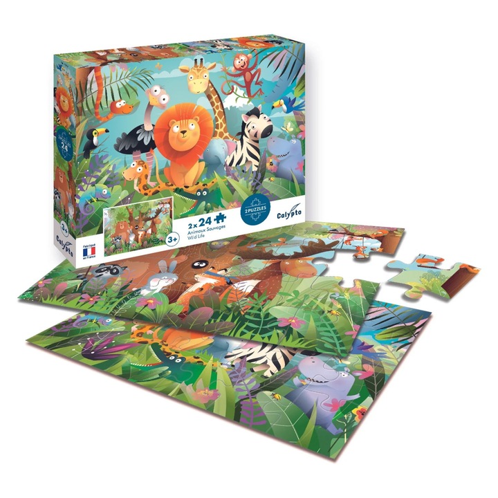 Пъзел Sentosphere, 24 части x 2, диви животни, когнитивно развитие, многоцветен