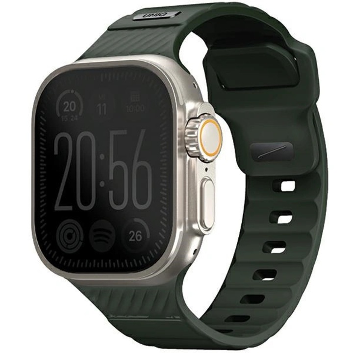 Uniq Stride FKM гумена каишка за Apple Watch, тъмнозелена, 42/44/45/49 мм, комплект аксесоари за смарт часовник
