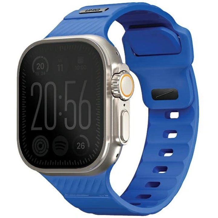 Каучукова каишка Uniq Stride FKM за Apple Watch 42/44/45/49 мм, синя, водоустойчива, устойчива на екстремни метеорологични условия