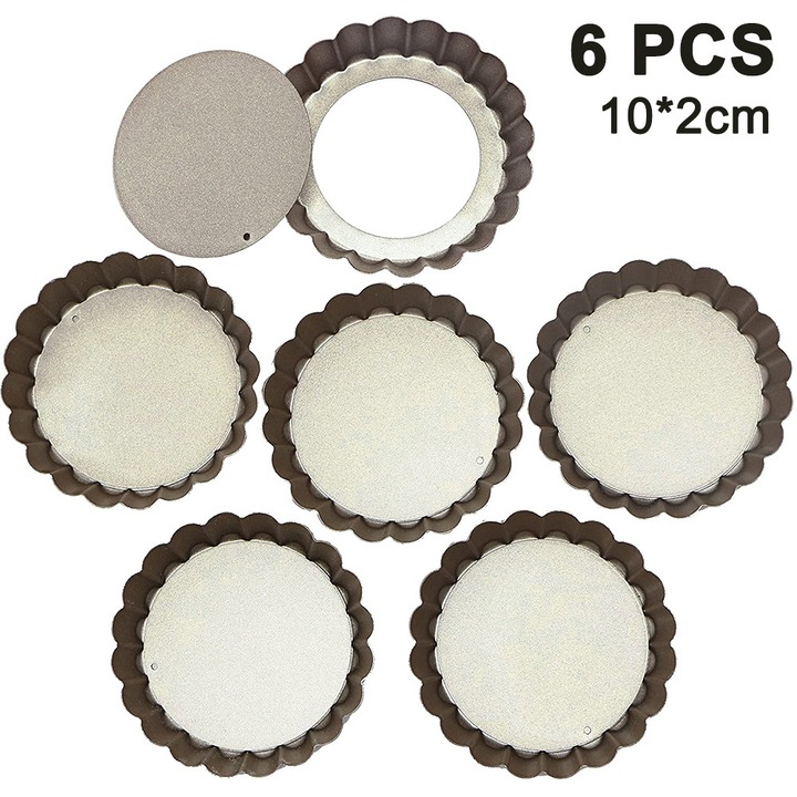 4 db kerek sütőforma készlet, 10x2cm, fekete arany, szénacél, tapadásmentes