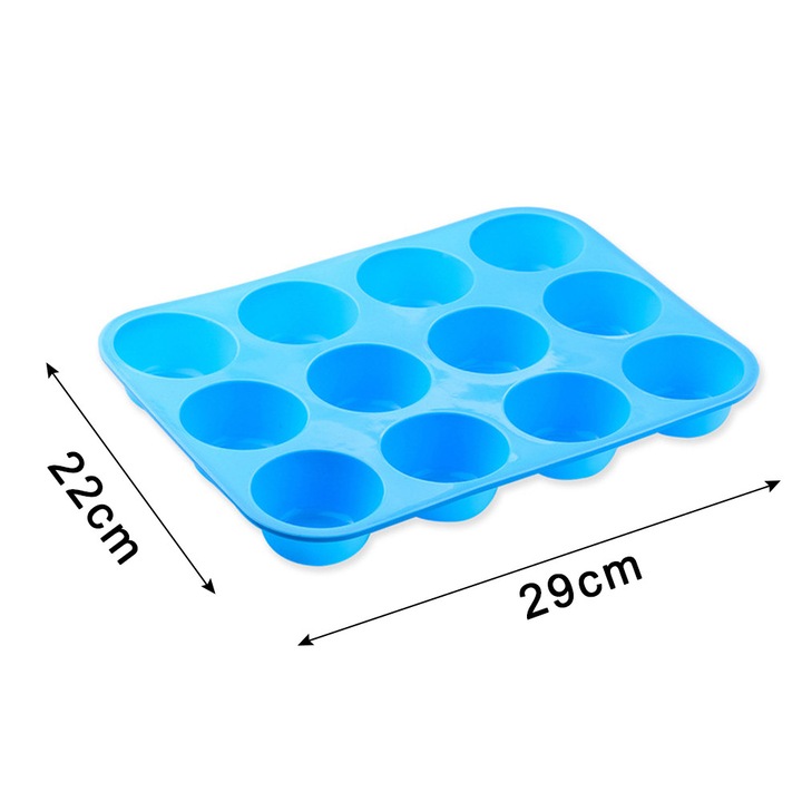 Szilikon muffin sütőforma 12 rekeszes kék 30x20cm