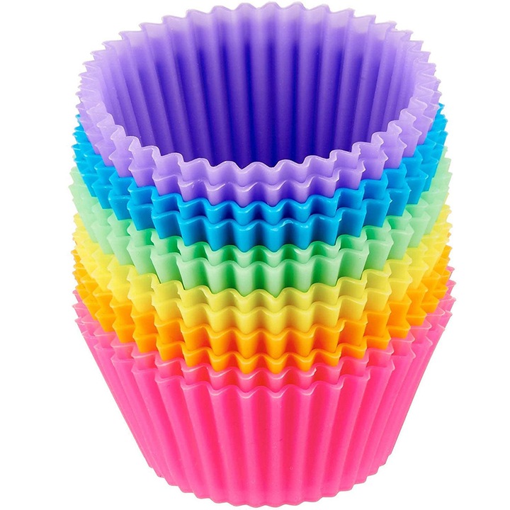 Set forme pentru briose, Cozevdnt, Multicolor, Silicon, 12 bucati