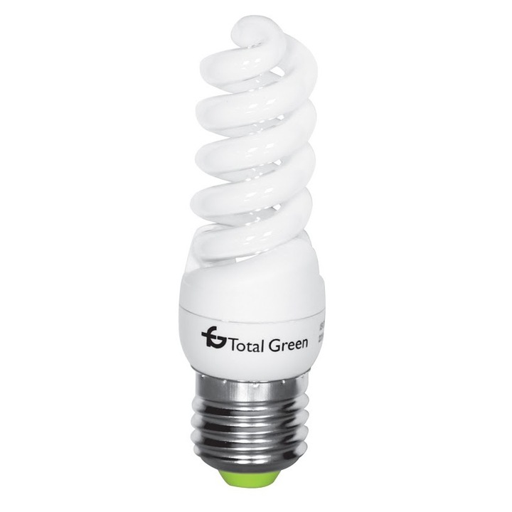 Bec economic Total Green T2, forma spirala, E14, 11W, 2700K