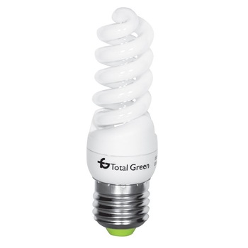 Bec fluorescent Total Green T2, forma spirala, E27, 15W, 10000 ore, lumina calda Bec fluorescent Total Green T2, forma spirala, E27, 15W, 10000 ore, lumina calda