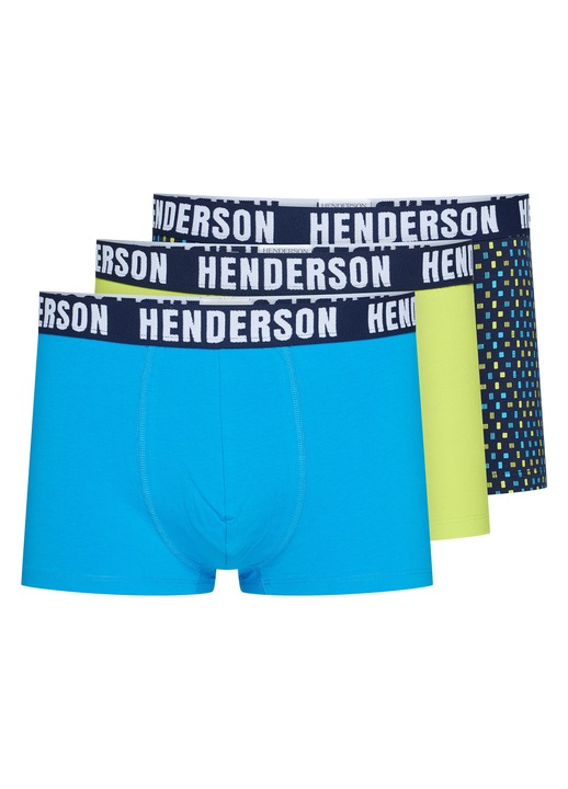 Set 3 perechi boxeri pentru barbati, Henderson, Albastru/Verde, Bumbac