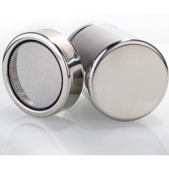 Set 2 bucati sita din otel inoxidabil cu plasa fina, argintie, 8x5.5cm