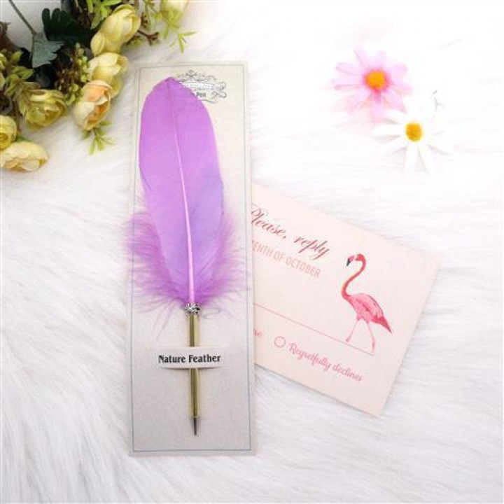 Pix cu pene, set 1 buc, violet, 28-30cm, pentru semnaturi la evenimente