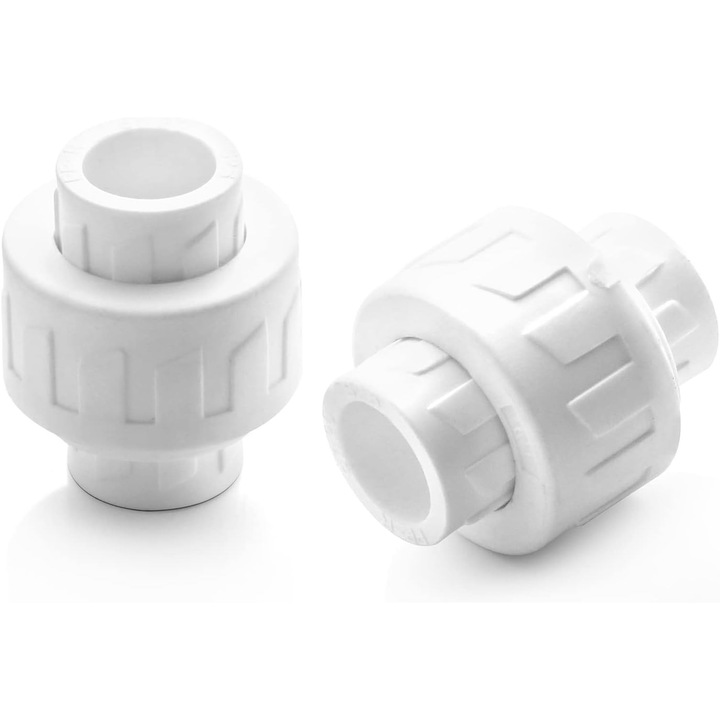 Fitinguri PVC, set de 2 bucati, 1/2", cu garnituri EPDM, alb