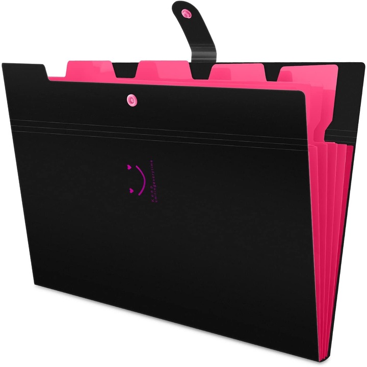 Dosar expansiune, 5 compartimente, negru si rosu, 23.7x32.5cm