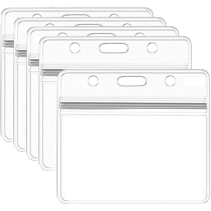 Set 5 Huse pentru Insigne, Transparent, PVC, 11.3x6.8cm, 9.7x8.1cm