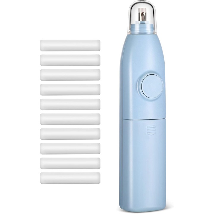 Radiera electrica portabila cu 10 rezerve, 12.8x6cm, albastra