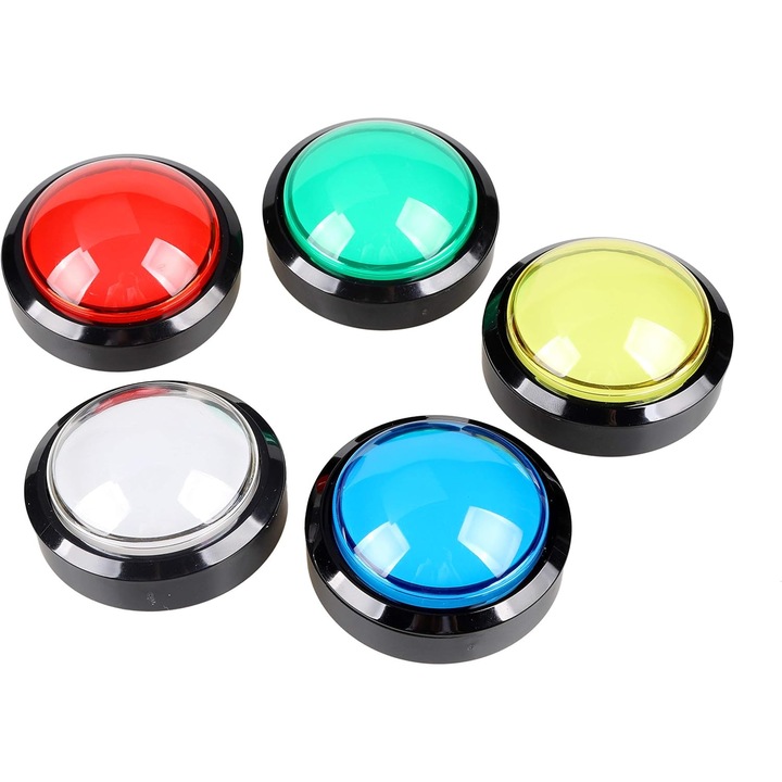 Set 5 butoane LED pentru console jocuri, 60mm, Design rotund, 12V, Multicolor