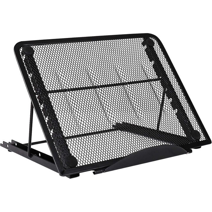 Suport laptop ajustabil, design ergonomic, 24x19x1.5cm, negru, pentru laptopuri de 10-15.6 inch