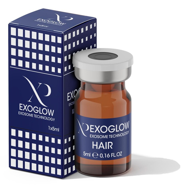 Ser ExoGlow pentru păr, exozomi din plante, peptide, hialuronic, 5 ml, unisex